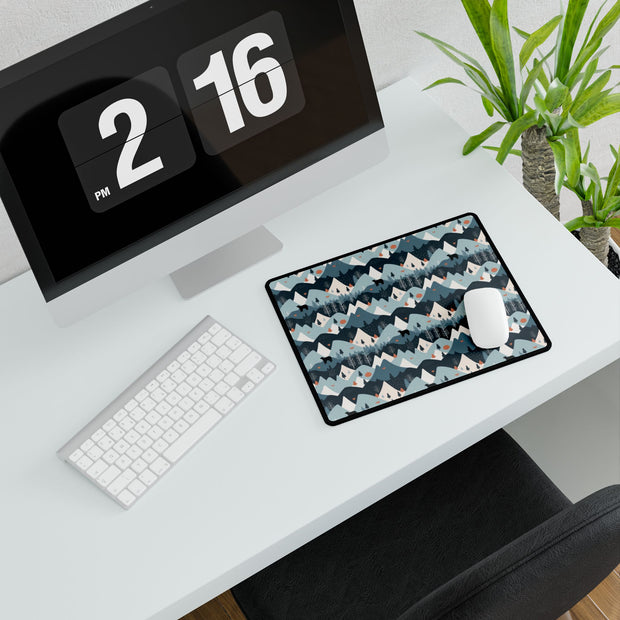 Bear in the Blue Mountain Desk Mat — Cozy Blue Scenic Desk Pad for Office & Home