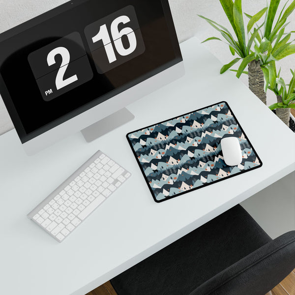 Bear in the Blue Mountain Desk Mat ƒ?? Cozy Blue Scenic Desk Pad for Office & Home