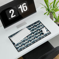 Bear in the Blue Mountain Desk Mat — Cozy Blue Scenic Desk Pad for Office & Home