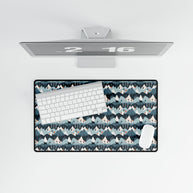 Bear in the Blue Mountain Desk Mat — Cozy Blue Scenic Desk Pad for Office & Home