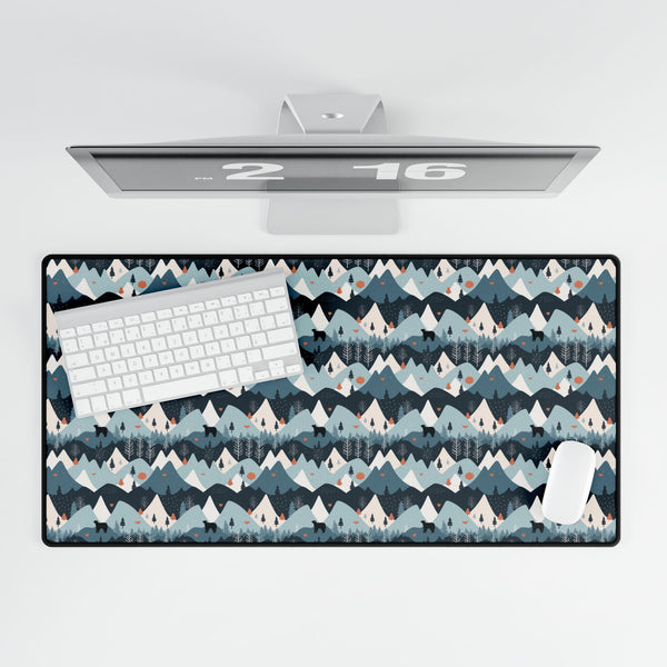 Bear in the Blue Mountain Desk Mat ƒ?? Cozy Blue Scenic Desk Pad for Office & Home