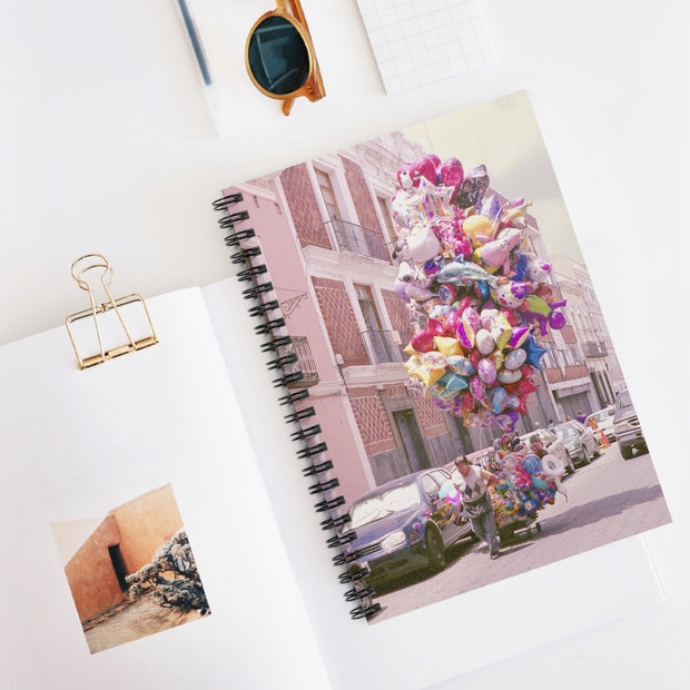 Pink Balloons Spiral Notebook -  Ruled Line