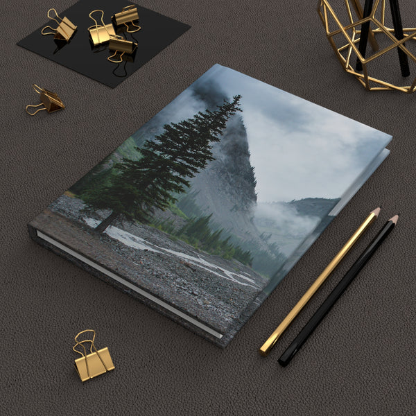 Pine Tree Foggy Mountain Hardcover Journal - Ruled Line or Blank