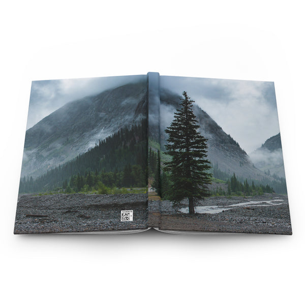 Pine Tree Foggy Mountain Hardcover Journal - Ruled Line or Blank