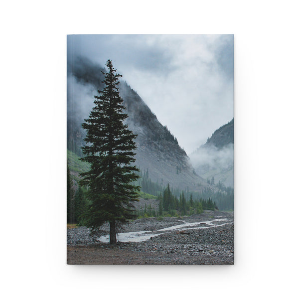 Pine Tree Foggy Mountain Hardcover Journal - Ruled Line or Blank