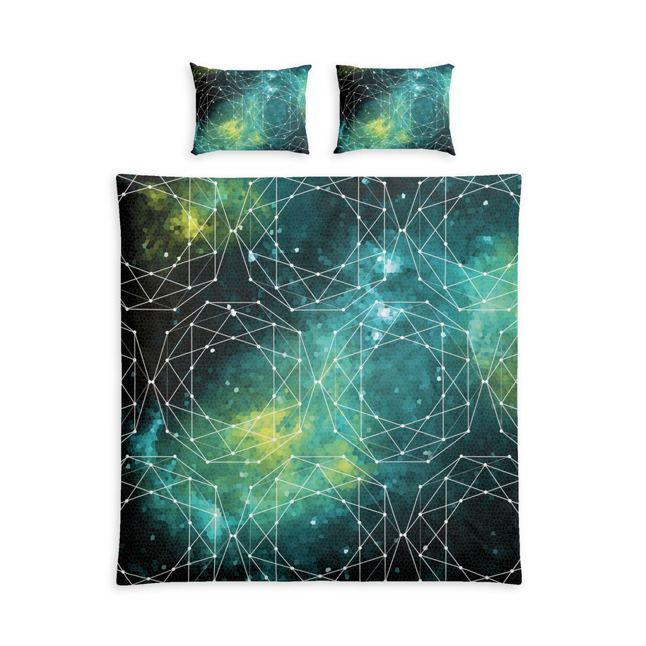 Bettwäsche-Set mit geometrischem Weltraum-Muster aus Baumwolle