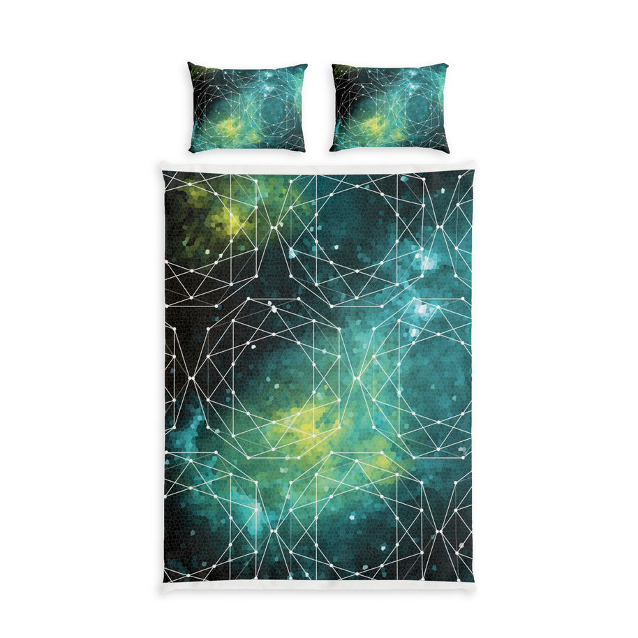 Bettwäsche-Set mit geometrischem Weltraum-Muster aus Baumwolle