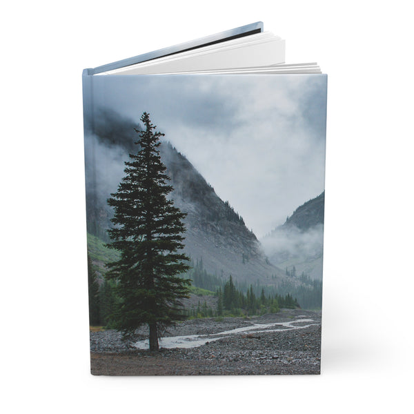 Pine Tree Foggy Mountain Hardcover Journal - Ruled Line or Blank