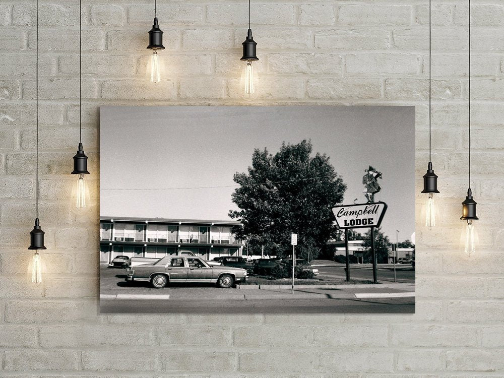 Campbell Lodge Motel Print, Vintage Brownie Camera Film Photography