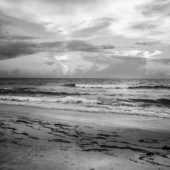 Tybee Island Seascape Photograph, Georgia Coast, Black and White Fine Art Print
