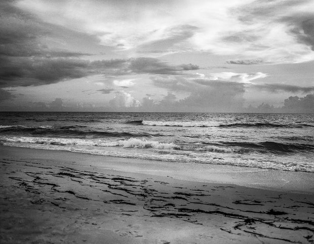 Tybee Island Seascape Photograph, Georgia Coast, Black and White Fine Art Print