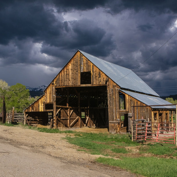 Stormy Sky Sunlit Barn Photo Print Colorado Wall Art -