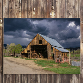 Stormy Sky Sunlit Barn Photo Print Colorado Wall Art -