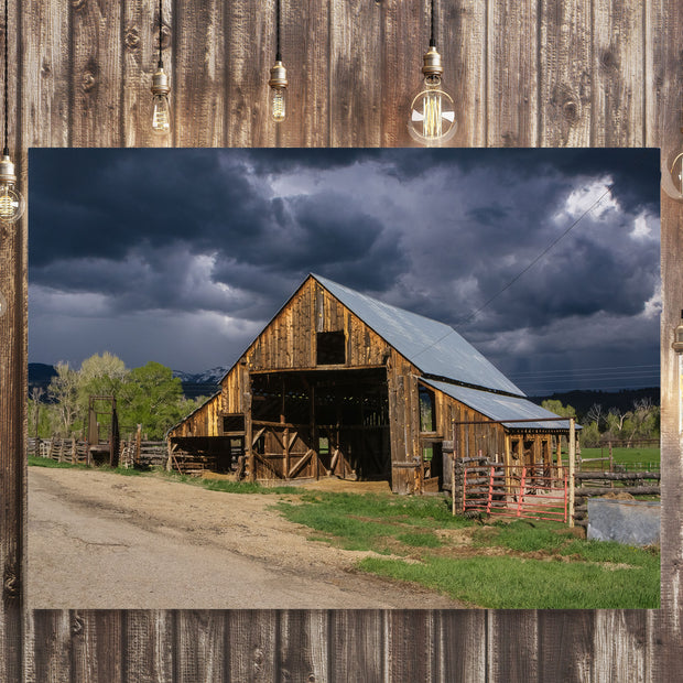 Stormy Sky Sunlit Barn Photo Print Colorado Wall Art -