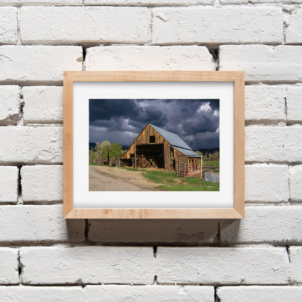 Stormy Sky Sunlit Barn Photo Print Colorado Wall Art -