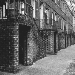 Savannah Georgia Street Photography, Black and White Row House Print