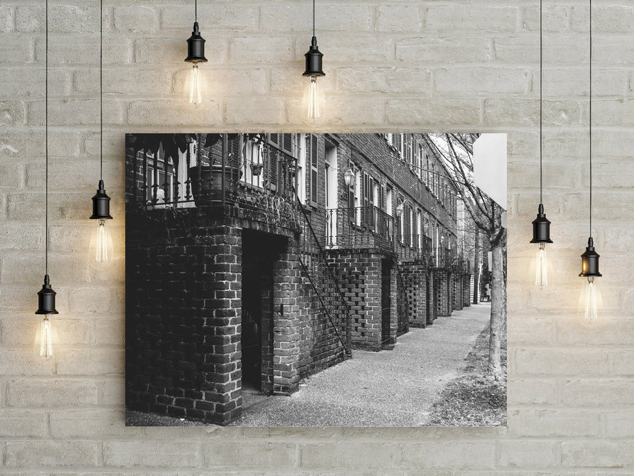 Savannah Georgia Street Photography, Black and White Row House Print