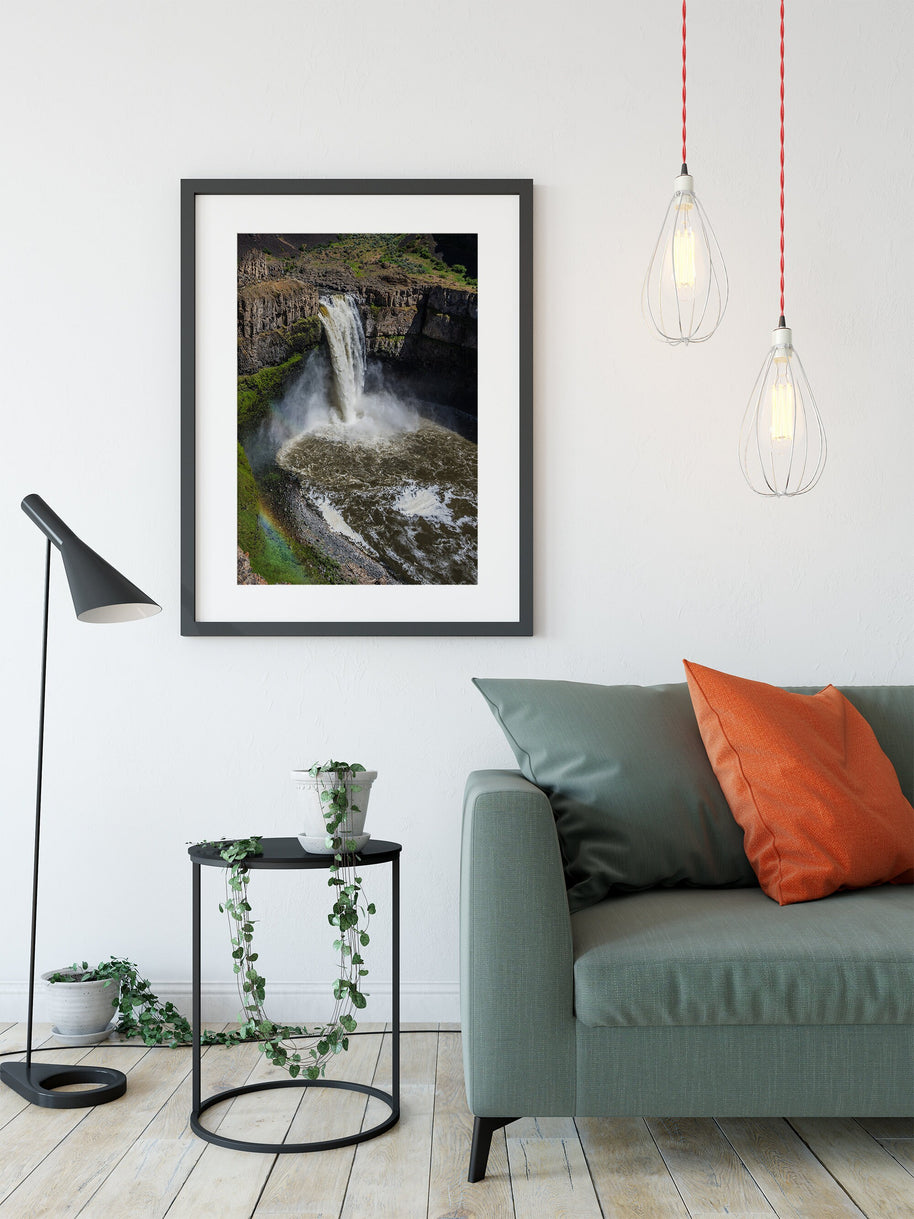 Palouse Falls Photo Print, Washington Photography, Scenic Nature Decor, Rainbow Waterfall Wall Art