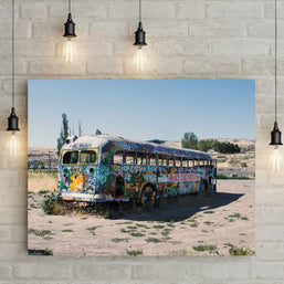 Graffiti Bus in the Desert Photo Print, BLM Wall Art