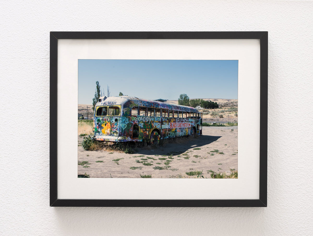 Graffiti Bus in the Desert Photo Print, BLM Wall Art