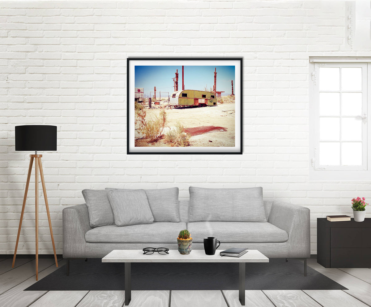 Retro Trailer Art Print, Salton Sea Photography, California Desert