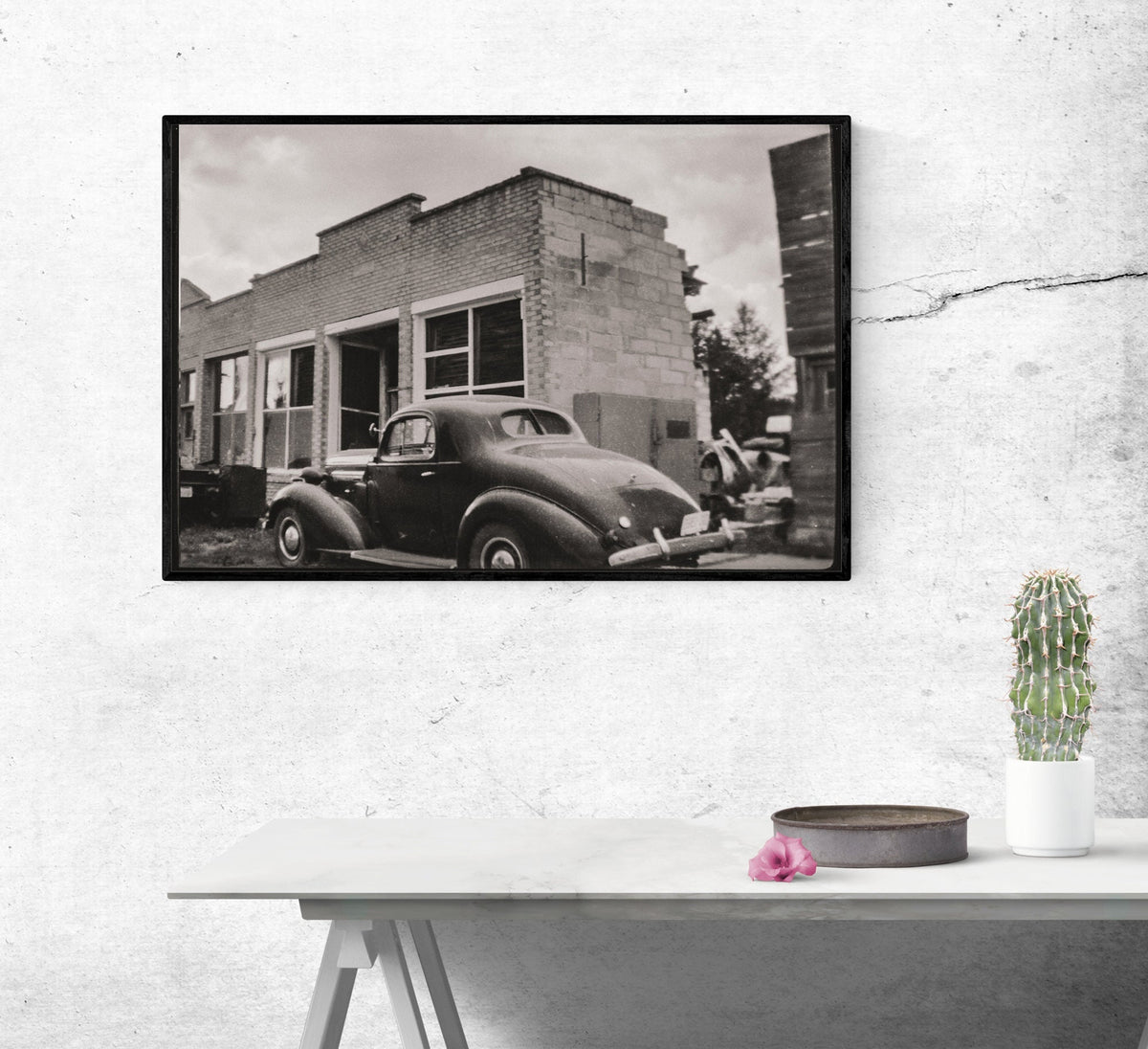 Vintage Car Photo Print, Molson Washington Ghost Town, Black and White Film Photography