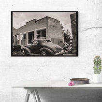 Vintage Car Photo Print, Molson Washington Ghost Town, Black and White Film Photography