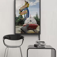 Stardust Motel Art Print, Retro Spaceship, Wallace Idaho