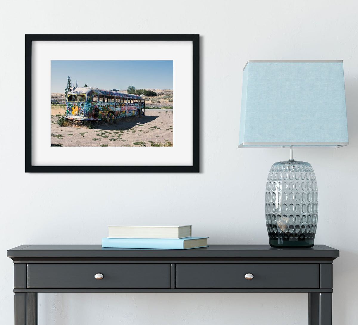 Graffiti Bus in the Desert Photo Print, BLM Wall Art