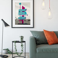 Pop Art Sands Motel Sign Print, Retro Texas Roadside Attraction Photography