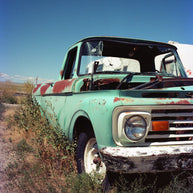 Rustic Green Truck Photography Print, Southern Utah Ghost Town