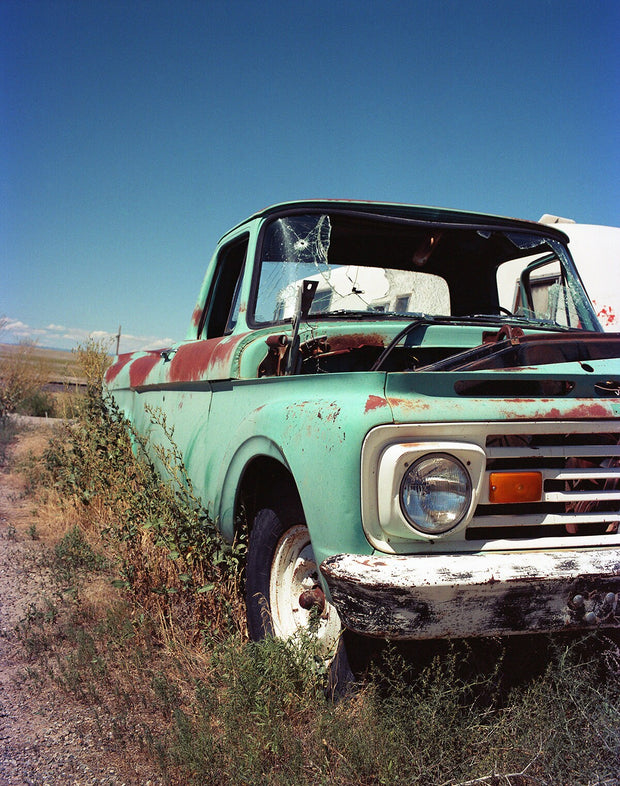 Rustic Green Truck Photography Print, Southern Utah Ghost Town