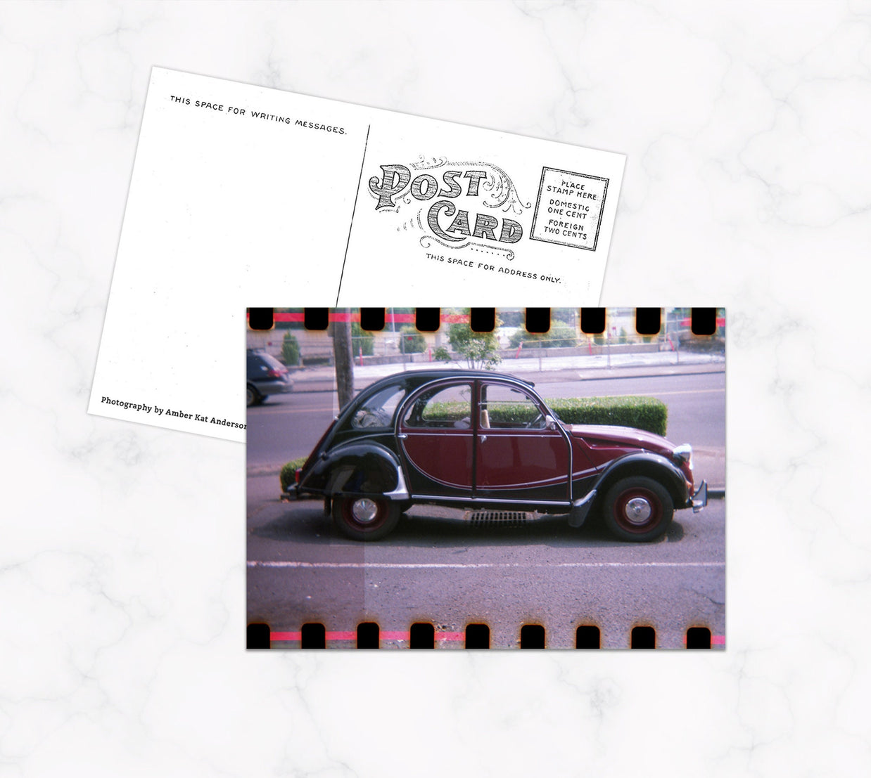 Handmade Postcard with Vintage Cart on the Front