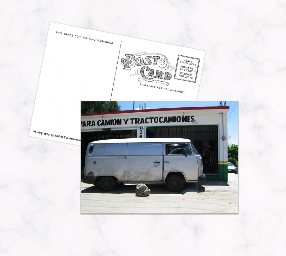 Handmade Postcard with Vintage Cart on the Front
