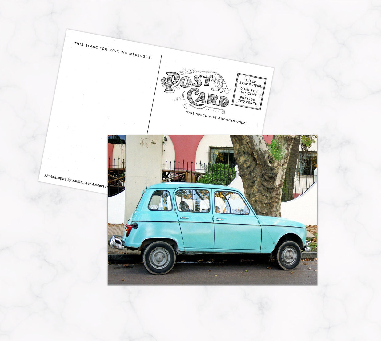 Handmade Postcard with Vintage Cart on the Front