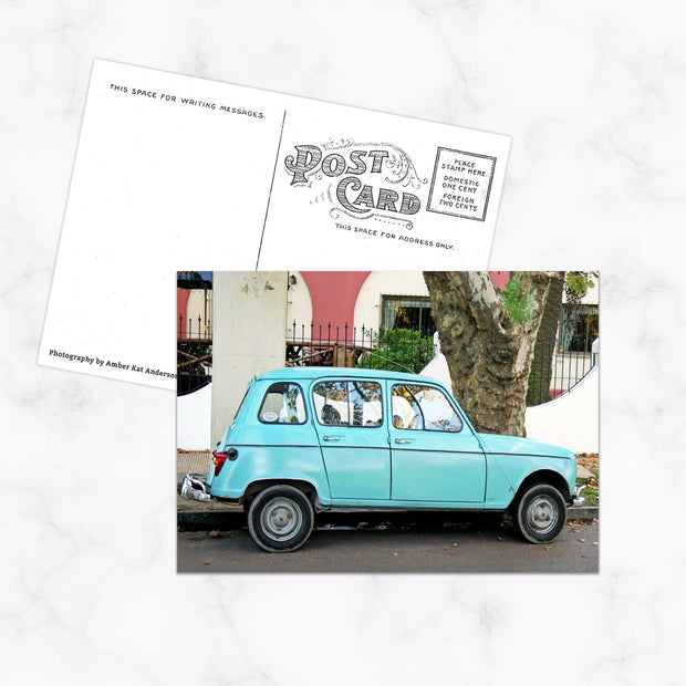 Handmade Postcard with Vintage Cart on the Front