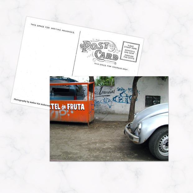Handmade Postcard with Vintage Cart on the Front