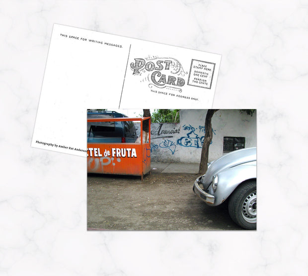 Handmade Postcard with Vintage Cart on the Front