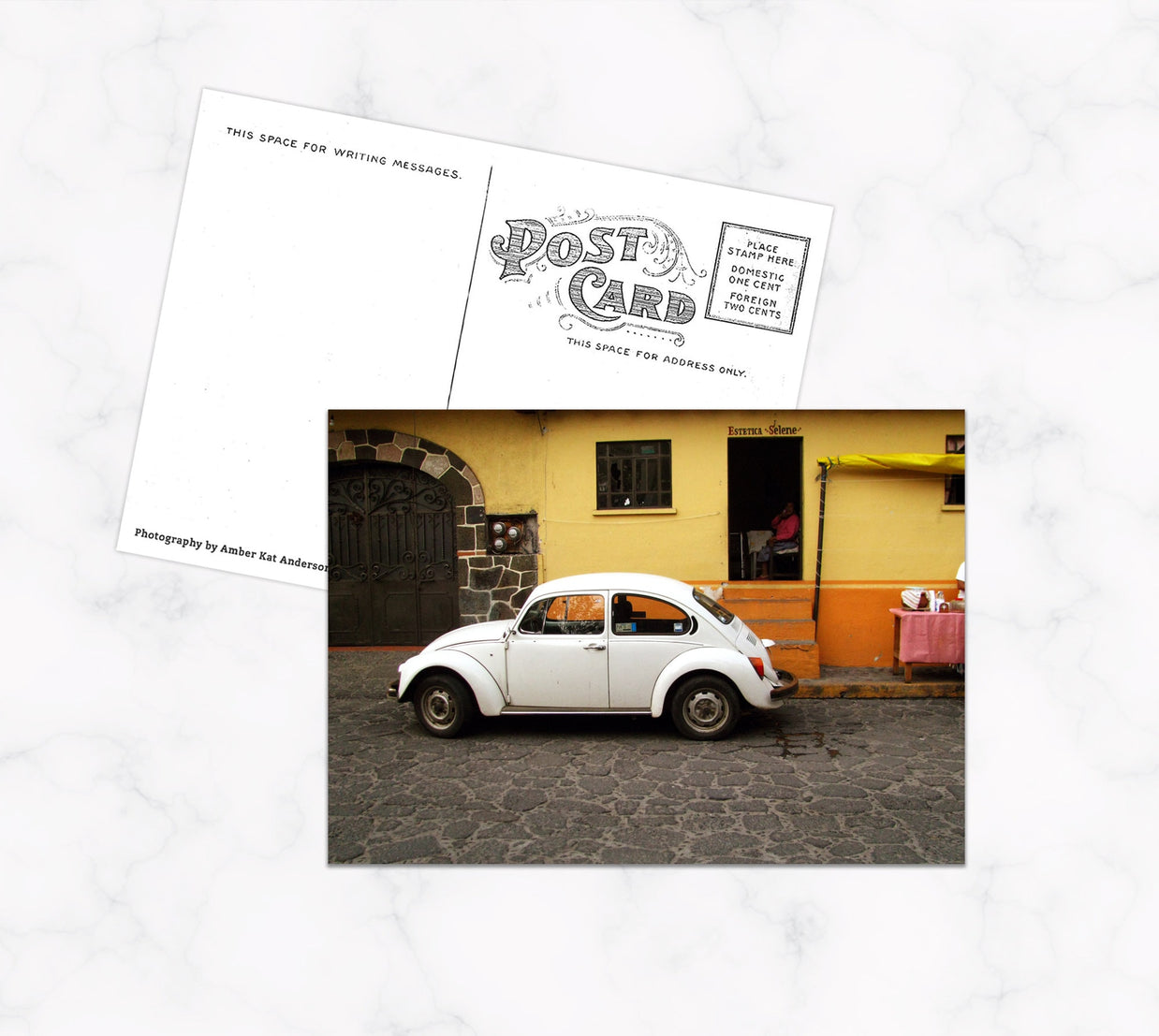 Handmade Postcard with Vintage Cart on the Front