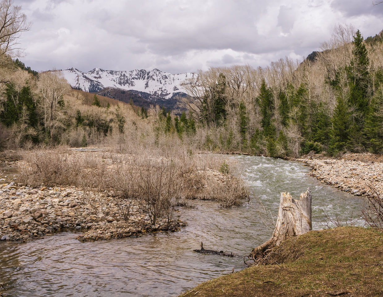 Springtime Mountain River View Photo Print | Canvas -