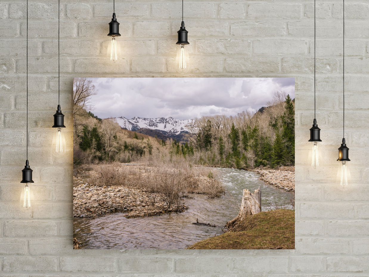Springtime Mountain River View Photo Print | Canvas -