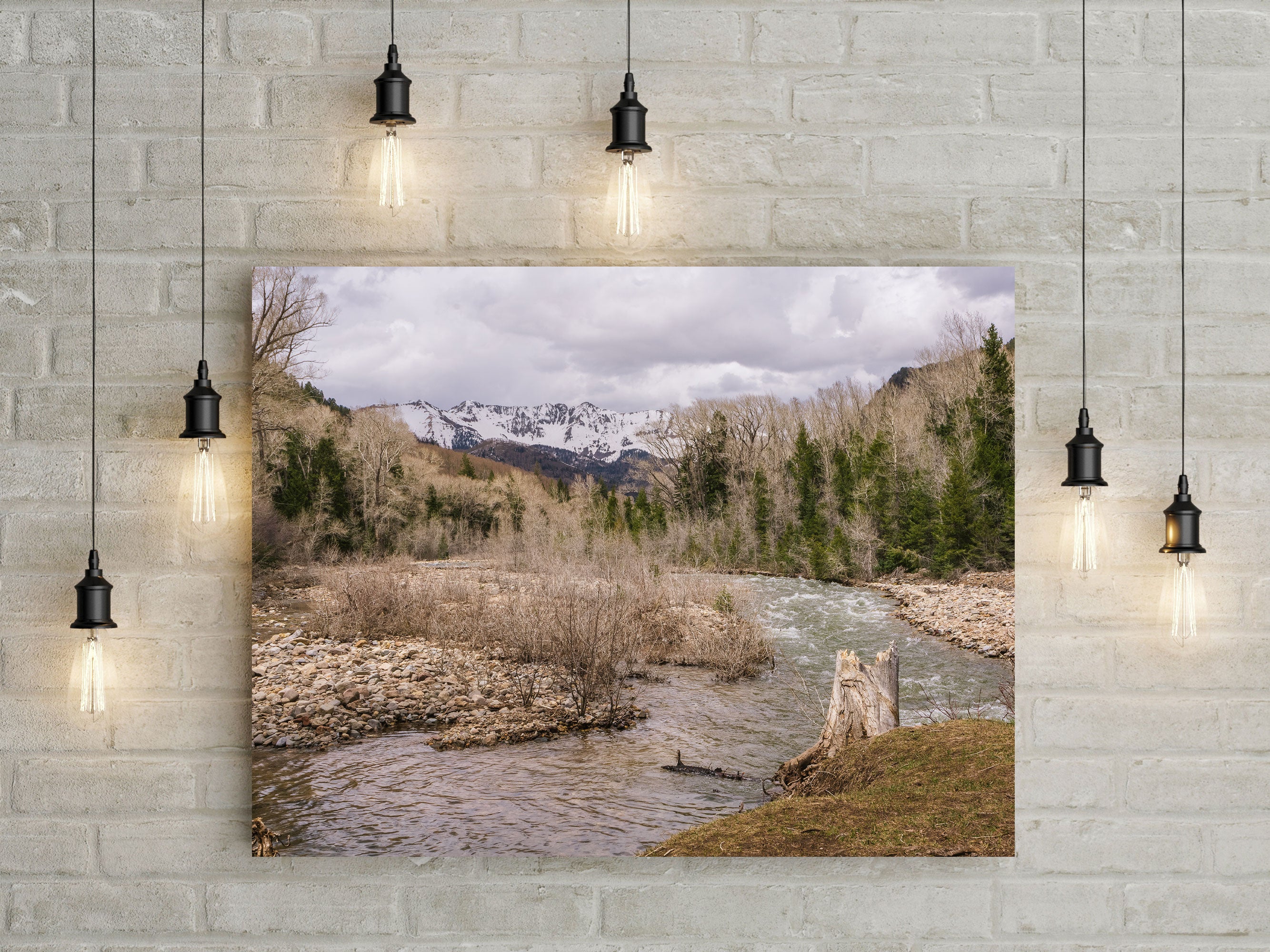 Springtime Mountain River View Photo Print | Canvas -