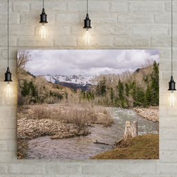 Springtime Mountain River View Photo Print | Canvas -