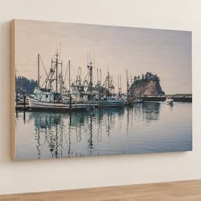 Landscape wood print mockup preserving the photo’s 4:3 aspect ratio