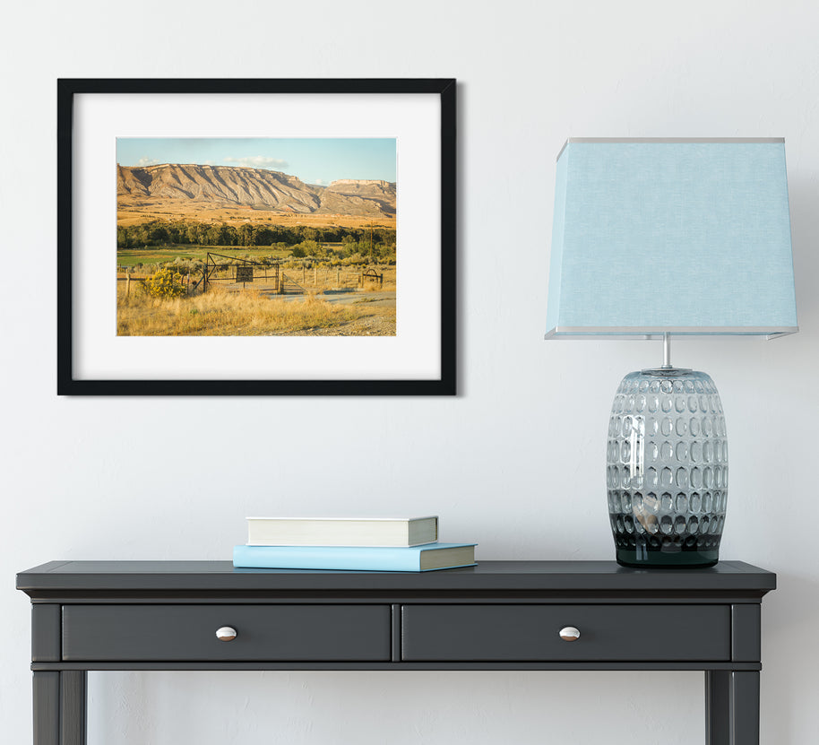 Wyoming-Ranch bei Sonnenuntergang, Bighorn Mountains Western-Fotodruck