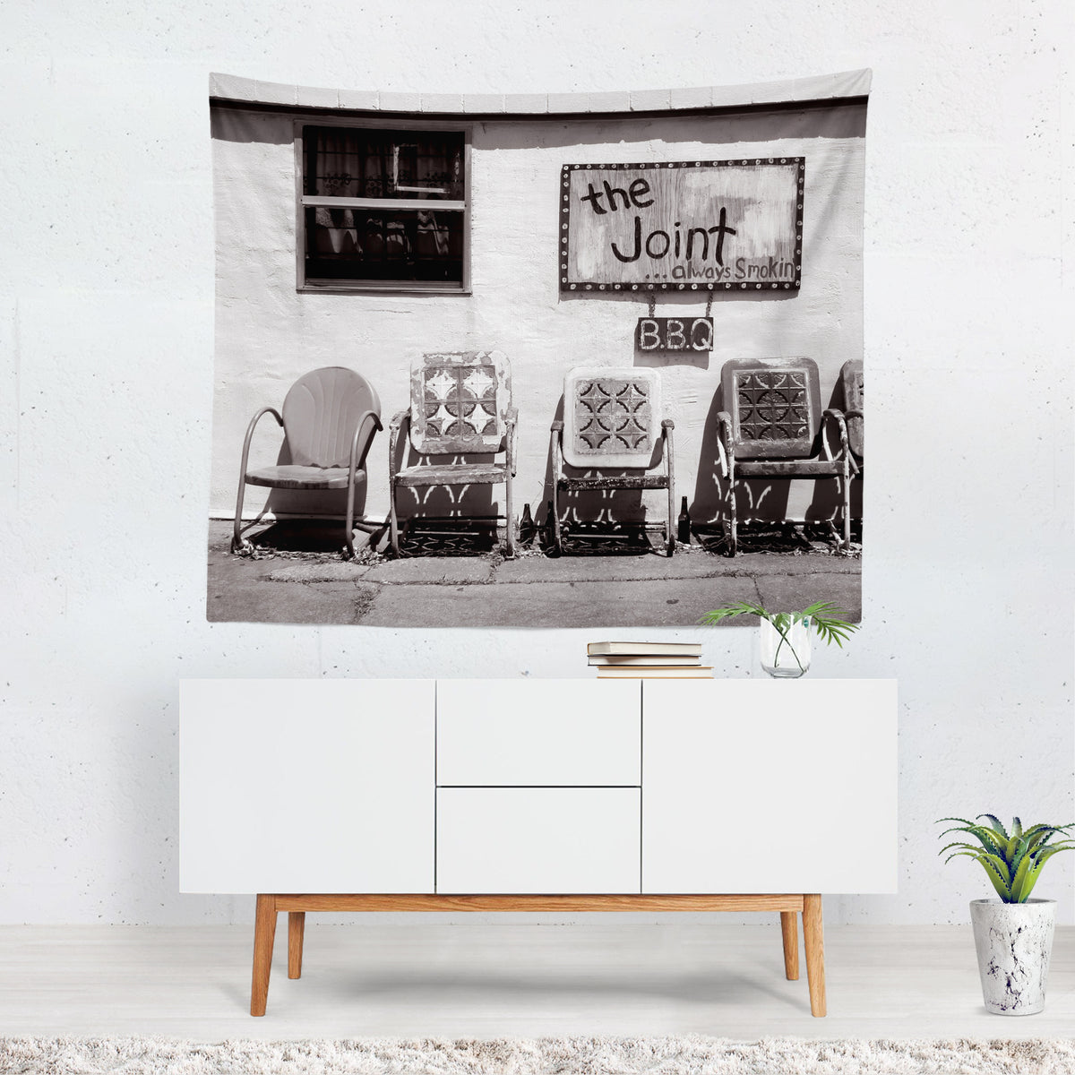 New Orleans Americana BBQ Wall Tapestry - 60x51 - Decorative