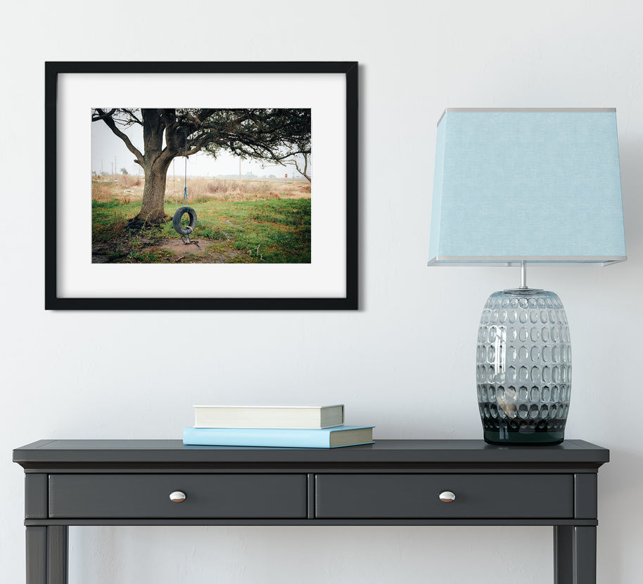 Gespenstische Reifenschaukel, Fotodruck aus Süd-Louisiana