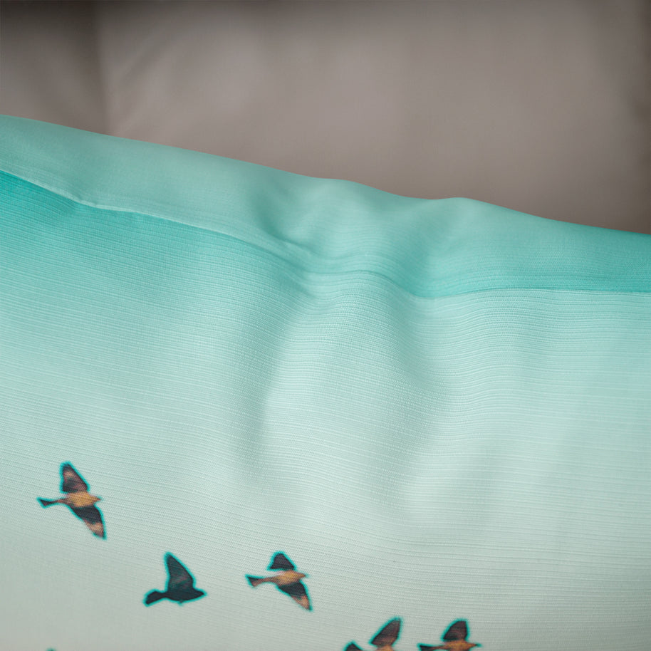 Dreamy Blackbirds in Flight Throw Pillow Cover