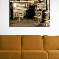 Family Piano 19th Century Cabin Interior Rustic Art Print -