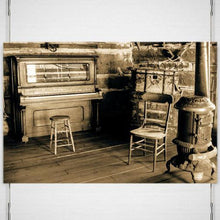 Family Piano 19th Century Cabin Interior Rustic Art Print -